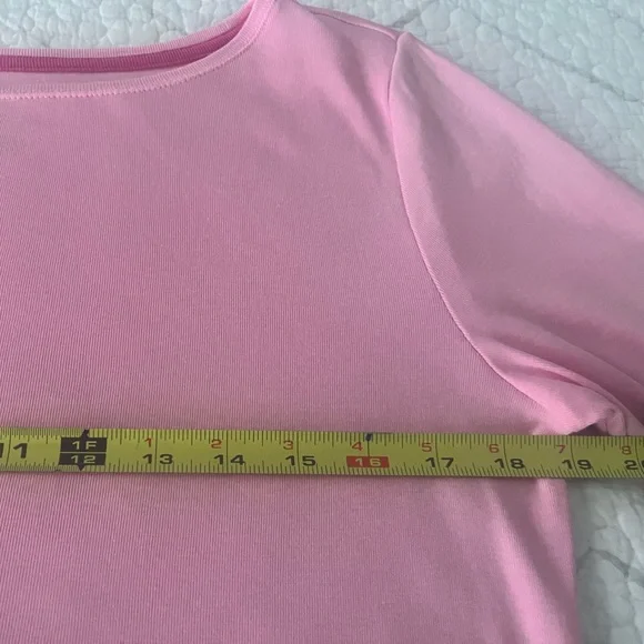 Talbots Small,Soft Pink,3/4 Sleeve Pima cotton, Bateau Neck Tee, Like new - Picture 3 of 6